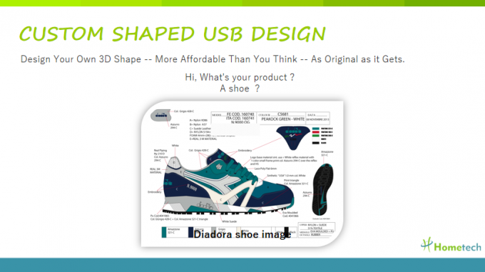 Transfer File Flash Drive USB yang Disesuaikan Sneaker, Sepatu olahraga outdoor Flash Drive Personal
