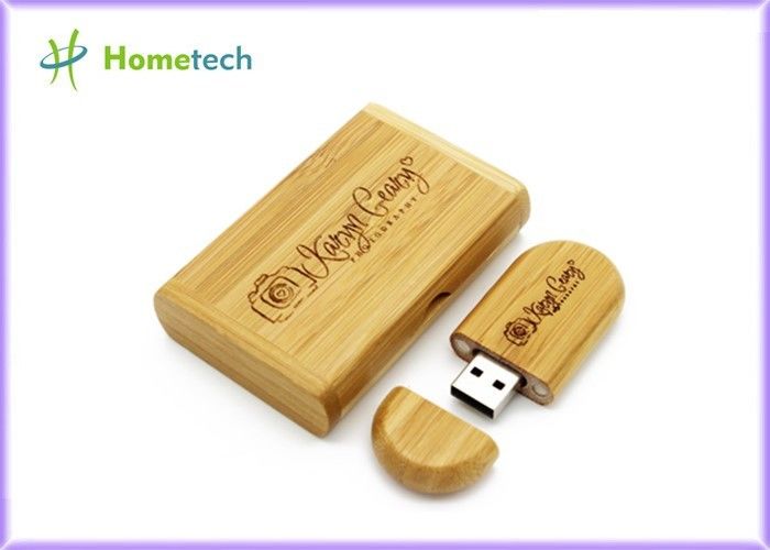 Fotografi Hadiah Kayu USB Flash Drive, Custom Logo Bambu USB Memory Drive
