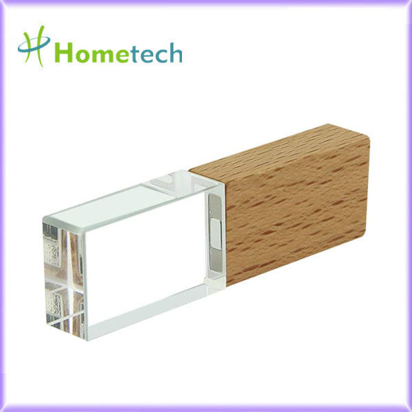 Kayu Kristal Transparan 32GB LED Light Pen Drive Baru bambu kayu kristal usb flash drive memory stick