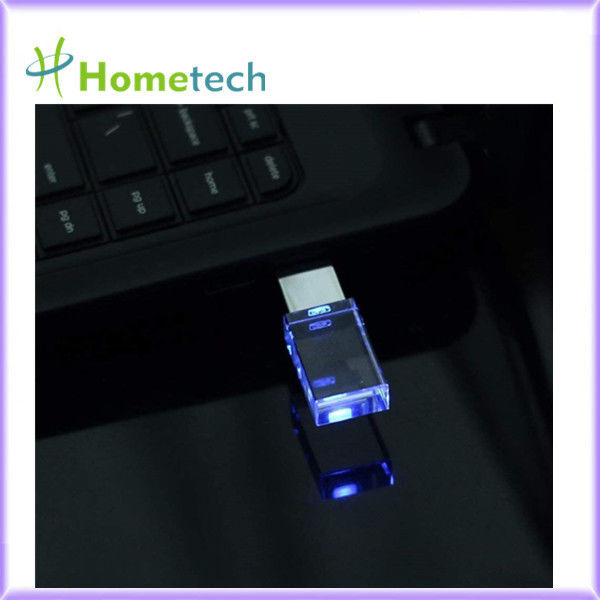 Flash Drive Crystal Usb dengan lampu Led Kayu 32GB 64GB 128GB Logo Kustom kristal usb