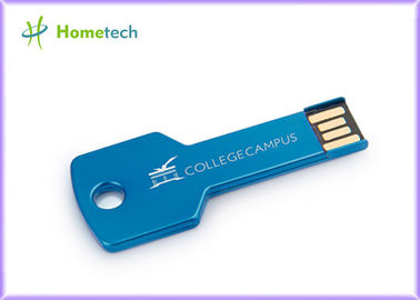 Blue / Green Metal Key Shaped USB Flash Drive Customized Logo