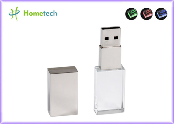 Hadiah Logo Kustom Mawar / Emas / Tembaga / Perak Transparan 32GB USB2.0 15mb / s Lampu LED Flash Drive