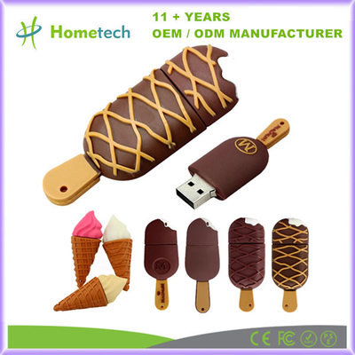 Beli Hadiah Kartun Disesuaikan USB Flash Drive Ice Cream Bentuk 16GB PVC Plastik Flash Memory Sticks pembuatan online