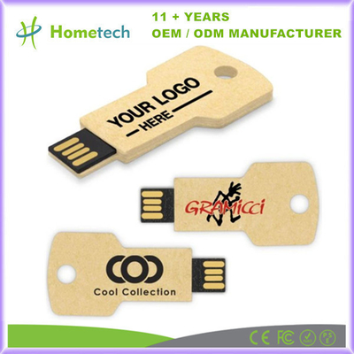 Beli Key Shape Recyclable Paper USB Flash Drive dengan 8GB hingga 256GB Kapasitas Hadiah Promosi Ramah Lingkungan pembuatan online
