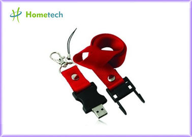 Beli Red Plastic Lanyard USB Flash Drives 128mb Custom Printed , USB 2.0 pembuatan online