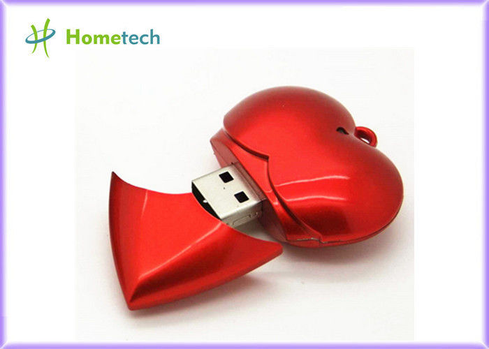 Plastic Red Heart USB Flash Memory USB Device Full Capacity 1GB / 2GB / 4GB