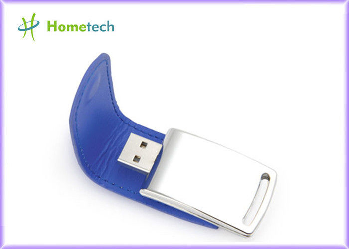 CE Blue Eco Leather USB Flash Disk 4GB For Promotional Product
