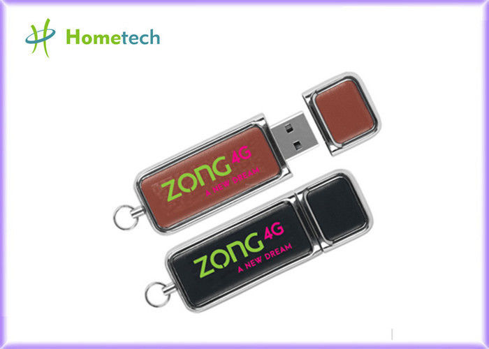 Promotional engravable Leather USB Flash Drive custom logo printing
