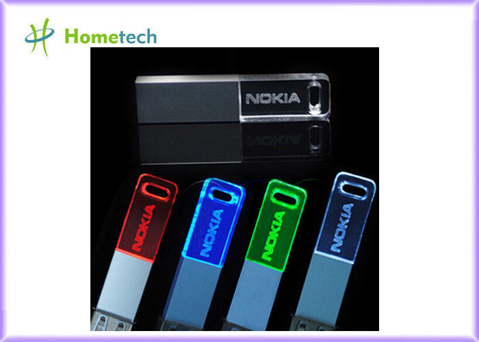 3D customized logo crystal glass 8gb usb flash drive 2.0 to 3.0 with led light