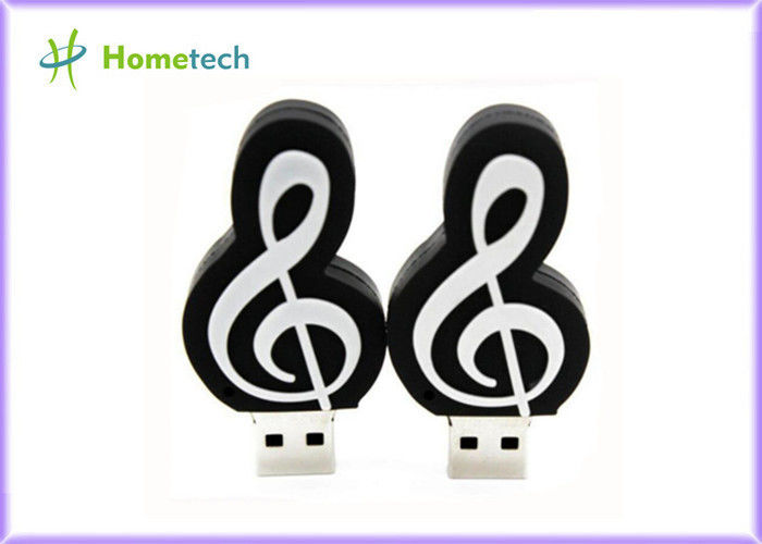8GB 16GB Custom Promotional Usb Drives USB 2.0 Music Symbol , PVC / Soft Plastic Materials