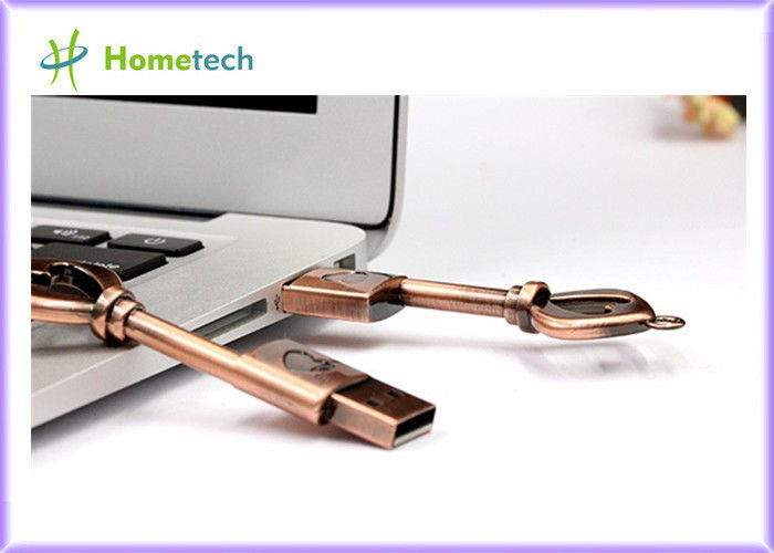 64GB / 32GB Metal Bronze Heart Key Flash Drive USB 2.0 Flashdisk Memory Stick Drive