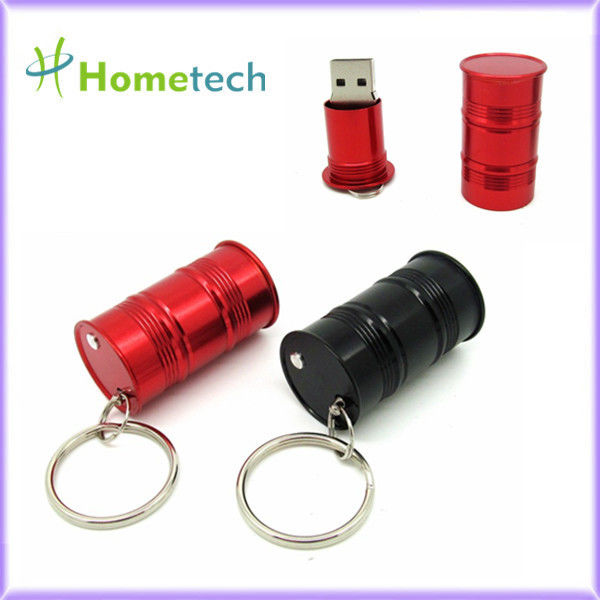 Oil Bucket Shape Metal Thumb Drive, Memori Flash Drive 4GB 16GB Key Pendant USB