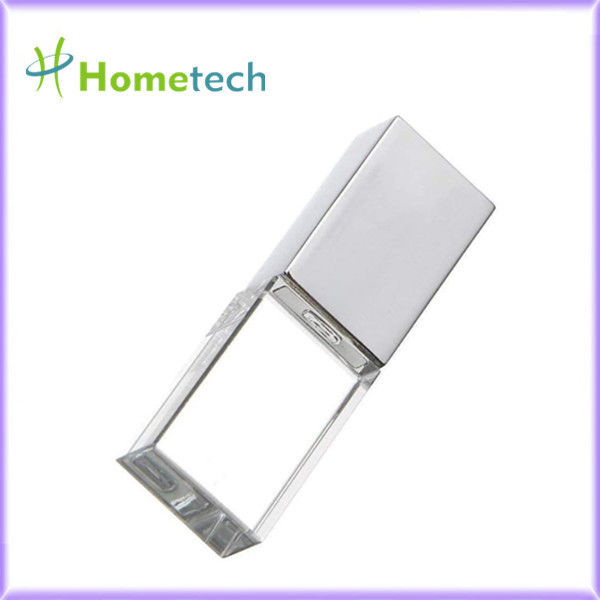 Flashdisk kaca hadiah perusahaan kustom flashdisk USB 2.0 3.0 Crystal LED 64GB Flash Memory Stick