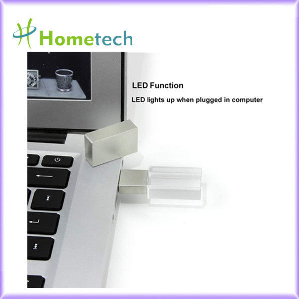 Kecepatan tinggi USB2.0 / 3.0 bentuk kustom USB flash drive promosi LED kristal USB flash drive untuk hadiah bisnis