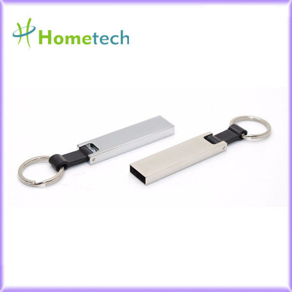 Flash drive USB tahan air kecepatan tinggi 64 GB Ibu jari 128 GB FCC 15 MB / S Stik Memori USB Logam Dengan Pemegang Kunci