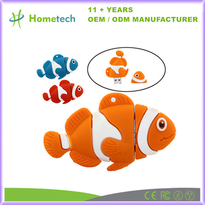 Stik USB 3.0 Bentuk Ikan Kustom 16GB 32GB 128GB Stik USB Memori 64GB Kecepatan Tinggi