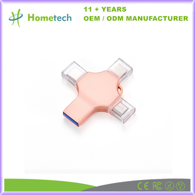 4 In 1 High Speed Otg USB Flash Drive 8Gb 16Gb 32Gb Phone Usb 2.0 3.0 Memory Stick 64Gb 128Gb Type C Pendrive Untuk Iphone