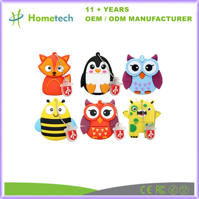 2D / 3D Animal Custom USB Flash Drive Soft PVC Karet USB Flash Memory Stick