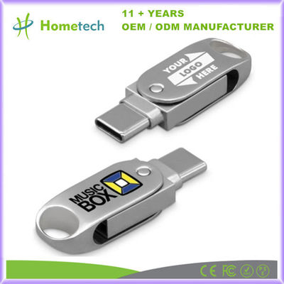Shockproof Dual USB-C USB-A Capless Flash Drive 3.0 Perak Disesuaikan