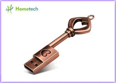 64GB / 32GB Metal Bronze Heart Key Flash Drive USB 2.0 Flashdisk Memory Stick Drive