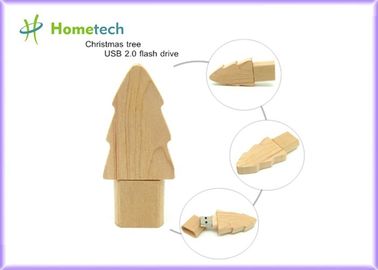 32G 64G Kayu USB Flash Drive Kepribadian Pohon Natal Cepat Membaca / Menulis