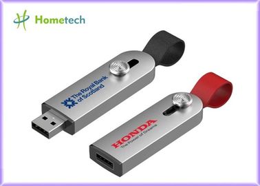 Logam Eksekutif Usb Flash Drive Ukiran Laser Tubuh Logam Penuh Dengan Tali Kulit