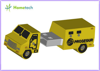 High Speed Customized USB Flash Drive / Promotional Postal Car USB 2.0 Sticks Yellow