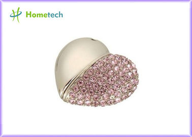 Merah muda Kristal Cinta Hati Usb 2.0 USB Flash Drive USB Pendant 4GB 8GB hadiah pernikahan fow