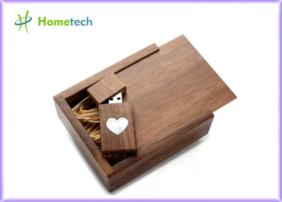 FAT32 USB 2.0 / 3.0 16GB USB Flash Drive Kayu hadir dalam kotak kayu berbentuk persegi panjang