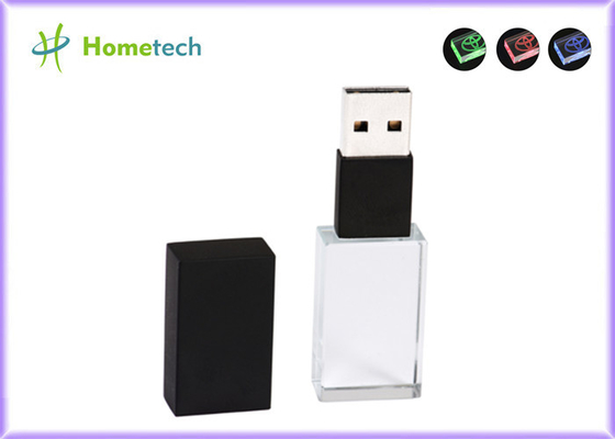 Waterpoof Crystal Usb Flash Drive Led Light Up Transparan 32GB 10mb / s Crystal USB Flash Drive