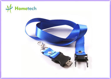 Advertising Blue Lanyard USB Stick 16GB Flash Drive Memori yang Disesuaikan untuk insinyur / perancang